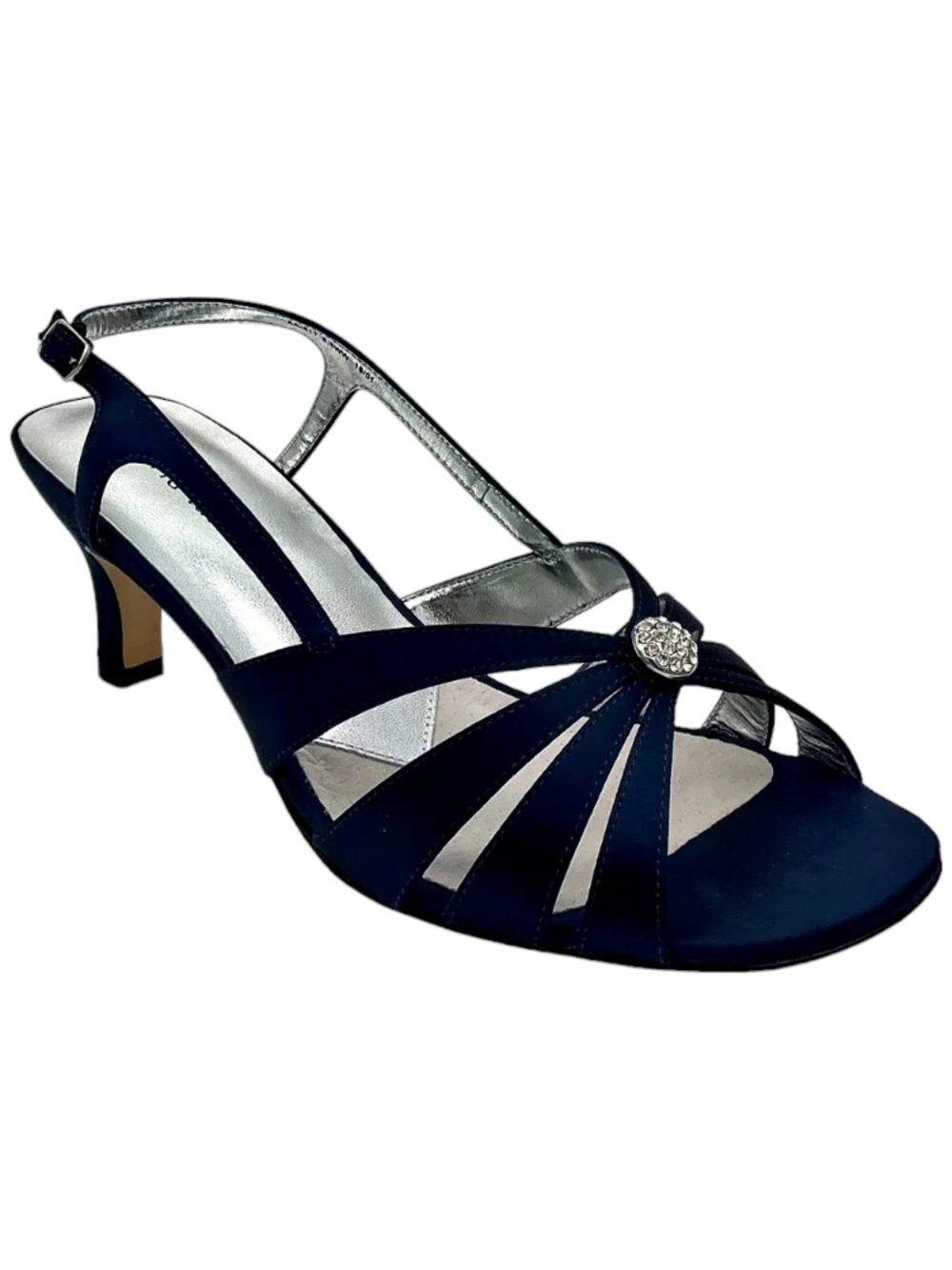 David Tate Rosette Evening Shoes Navy Satin 8WW Event Mother of the Bride